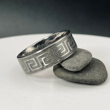 Load image into Gallery viewer, Endless Journey Greek Key Memorial Ring - Titanium Band