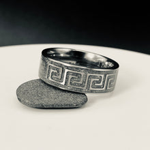 Load image into Gallery viewer, Endless Journey Greek Key Memorial Ring - Titanium Band