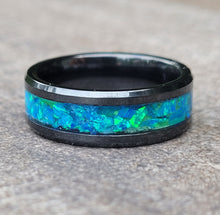 Load image into Gallery viewer, Northerner's Light Ring * Blue Green Opal Ring w/ Bright Glow-in-the-Dark