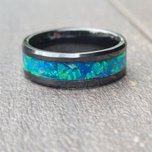 Load image into Gallery viewer, Northerner's Light Ring * Blue Green Opal Ring w/ Bright Glow-in-the-Dark