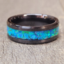 Load image into Gallery viewer, Northerner's Light Ring * Blue Green Opal Ring w/ Bright Glow-in-the-Dark