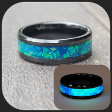 Load image into Gallery viewer, Northerner's Light Ring * Blue Green Opal Ring w/ Bright Glow-in-the-Dark