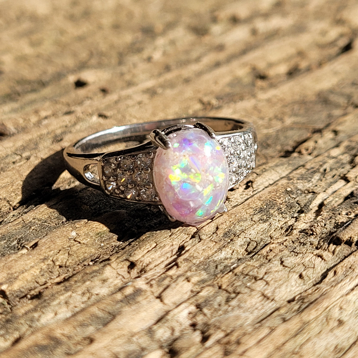 Cremation Jewelry - store Opal # 39 & Ash Ring - Royal Lavender - Free Engraving