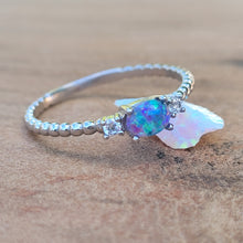 Load image into Gallery viewer, Stackable Memory Opal Ring Made w/ Cremation Ash, Dirt, Hair, or Sand
