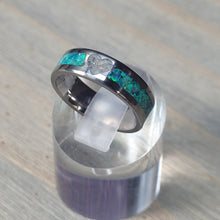 Load image into Gallery viewer, You are My Heart Memorial Ring - Titanium Core - Cremation Ash and Opal Ring
