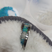 Load image into Gallery viewer, The Lost Luna Memorial Ring - Cremation Ash and Opal - Glow-in-the-Dark - Titanium