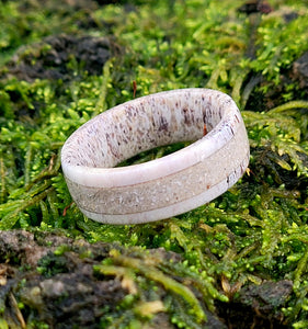 The "Antler & Love" - Naturally Shed Deer Antler Ring with Cremated Ashes