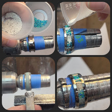 Load image into Gallery viewer, The Lost Luna Memorial Ring - Cremation Ash and Opal - Glow-in-the-Dark - Titanium