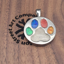 Load image into Gallery viewer, Rainbow Bridge Paw Print Memorial Pendant