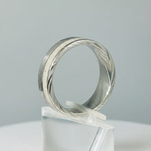 Load image into Gallery viewer, Damascus Steel Offset Memorial Ring