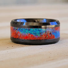 Load image into Gallery viewer, Red & Blue Ring Fire & Ice Wedding Band