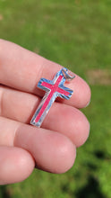 Load image into Gallery viewer, Sterling Sliver Cross Pink & Glow