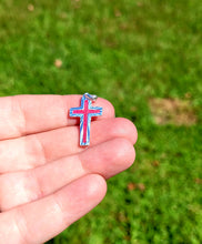 Load image into Gallery viewer, Sterling Sliver Cross Pink & Glow