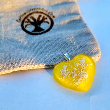 Load image into Gallery viewer, Yellow Ash Infused Heart Glass Memorial Necklace
