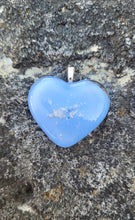 Load image into Gallery viewer, Ash Infused Blue Glass Memorial Heart Necklace