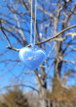 Load image into Gallery viewer, Ash Infused Blue Glass Memorial Heart Necklace