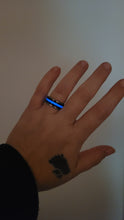 Load image into Gallery viewer, Black Walnut Wood, Cobalt Opals, and Glow Dust Ring