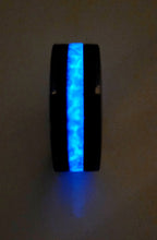 Load image into Gallery viewer, Black Walnut Wood, Cobalt Opals, and Glow Dust Ring
