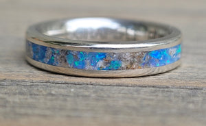 Sterling Silver, Opal & Ash Memorial Ring