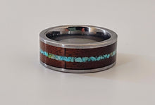 Load image into Gallery viewer, Turquoise and Walnut Wedding Band