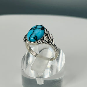 Blue Willow Turquoise Tru-Stone & Sterling Silver Memorial Ring