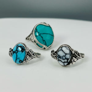 Blue Willow Turquoise Tru-Stone & Sterling Silver Memorial Ring