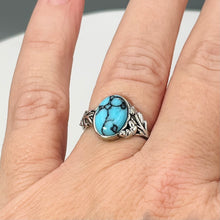 Load image into Gallery viewer, Blue Willow Turquoise Tru-Stone &amp; Sterling Silver Memorial Ring
