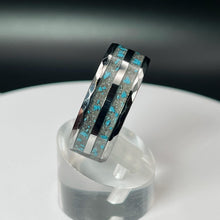 Load image into Gallery viewer, Turquoise with Ash Hammered Tungsten Memorial Ring
