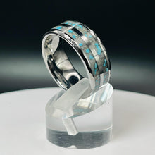 Load image into Gallery viewer, Turquoise with Ash Hammered Tungsten Memorial Ring
