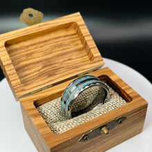 Load image into Gallery viewer, Turquoise with Ash Hammered Tungsten Memorial Ring
