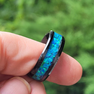 Northerner's Light Ring * Blue Green Opal Ring w/ Bright Glow-in-the-Dark
