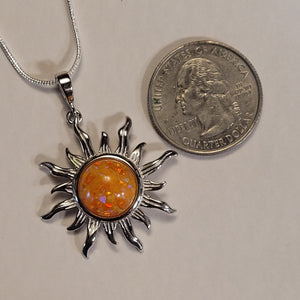 Sunshine Memorial Pendant * Sterling Silver, Opals and Memorial Material