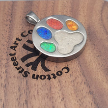 Load image into Gallery viewer, Rainbow Bridge Paw Print Memorial Pendant
