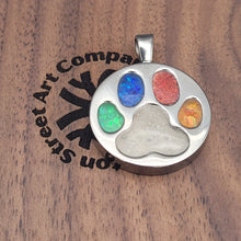 Load image into Gallery viewer, Rainbow Bridge Paw Print Memorial Pendant
