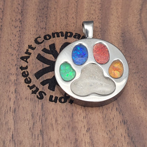 Rainbow Bridge Paw Print Memorial Pendant