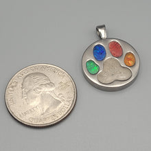 Load image into Gallery viewer, Rainbow Bridge Paw Print Memorial Pendant
