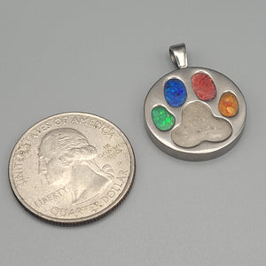 Rainbow Bridge Paw Print Memorial Pendant