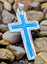 Load image into Gallery viewer, Sterling Silver Cross Pendant * Cremation Ash &amp; Opals
