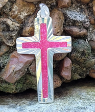 Load image into Gallery viewer, Sterling Silver Cross Pendant * Cremation Ash &amp; Opals
