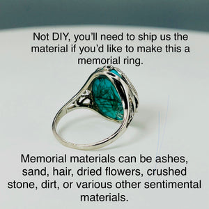 Rhodium Plated Sterling Silver and Turquoise Tru-Stone Ring