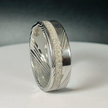 Load image into Gallery viewer, Damascus Steel Offset Memorial Ring
