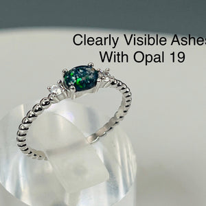 Stackable Memory Opal Ring Made w/ Cremation Ash, Dirt, Hair, or Sand