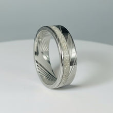 Load image into Gallery viewer, Damascus Steel Offset Memorial Ring
