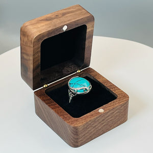 Rhodium Plated Sterling Silver and Turquoise Tru-Stone Ring