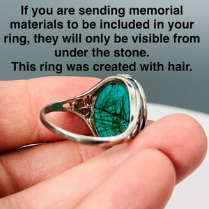 Rhodium Plated Sterling Silver and Turquoise Tru-Stone Ring