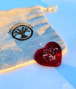 Ash Infused Glass Heart Memorial Necklace