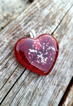 Load image into Gallery viewer, Ash Infused Glass Heart Memorial Necklace
