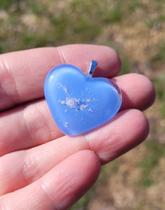 Blue Glass Memorial Heart Necklace