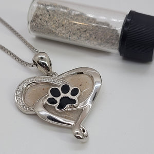 Heart and Paw Cremation Necklace