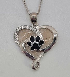 Heart and Paw Cremation Necklace